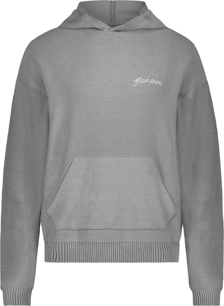 FLÂNEUR Signature Knit Hoodie | Grey Grijs