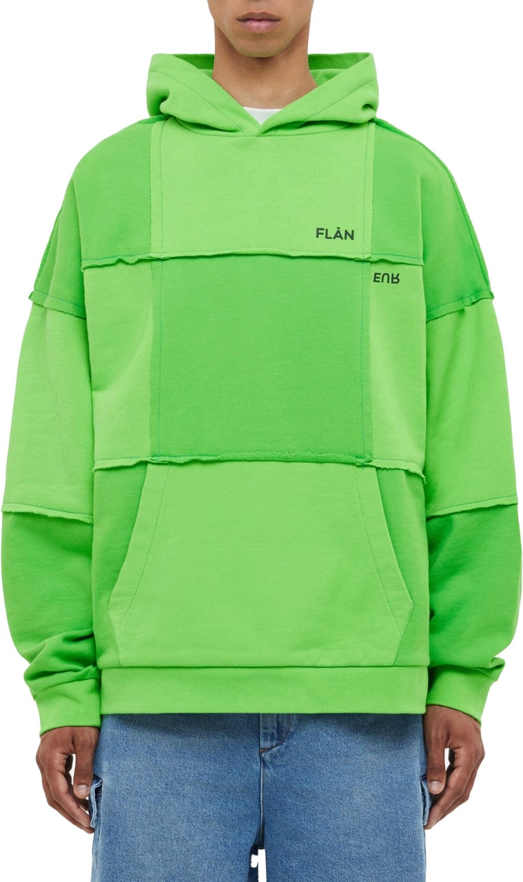 FLÂNEUR Cut & Sew Hoodie | Neon Green Groen