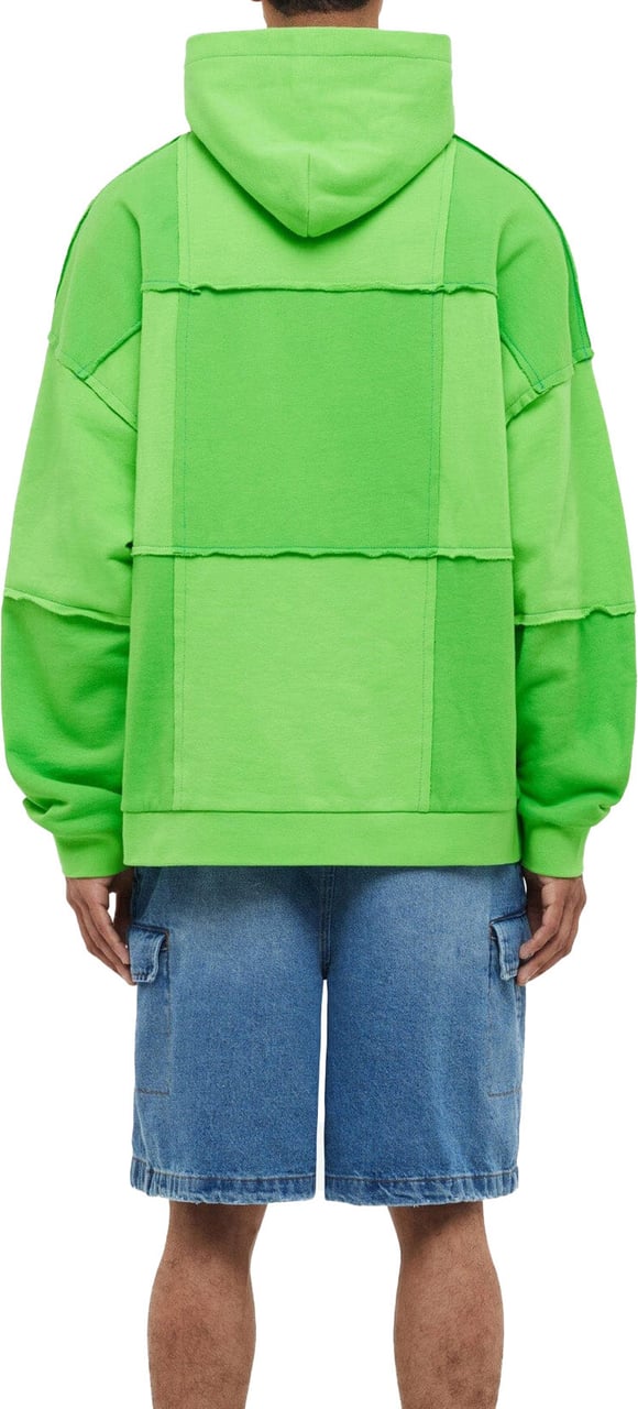 FLÂNEUR Cut & Sew Hoodie | Neon Green Groen
