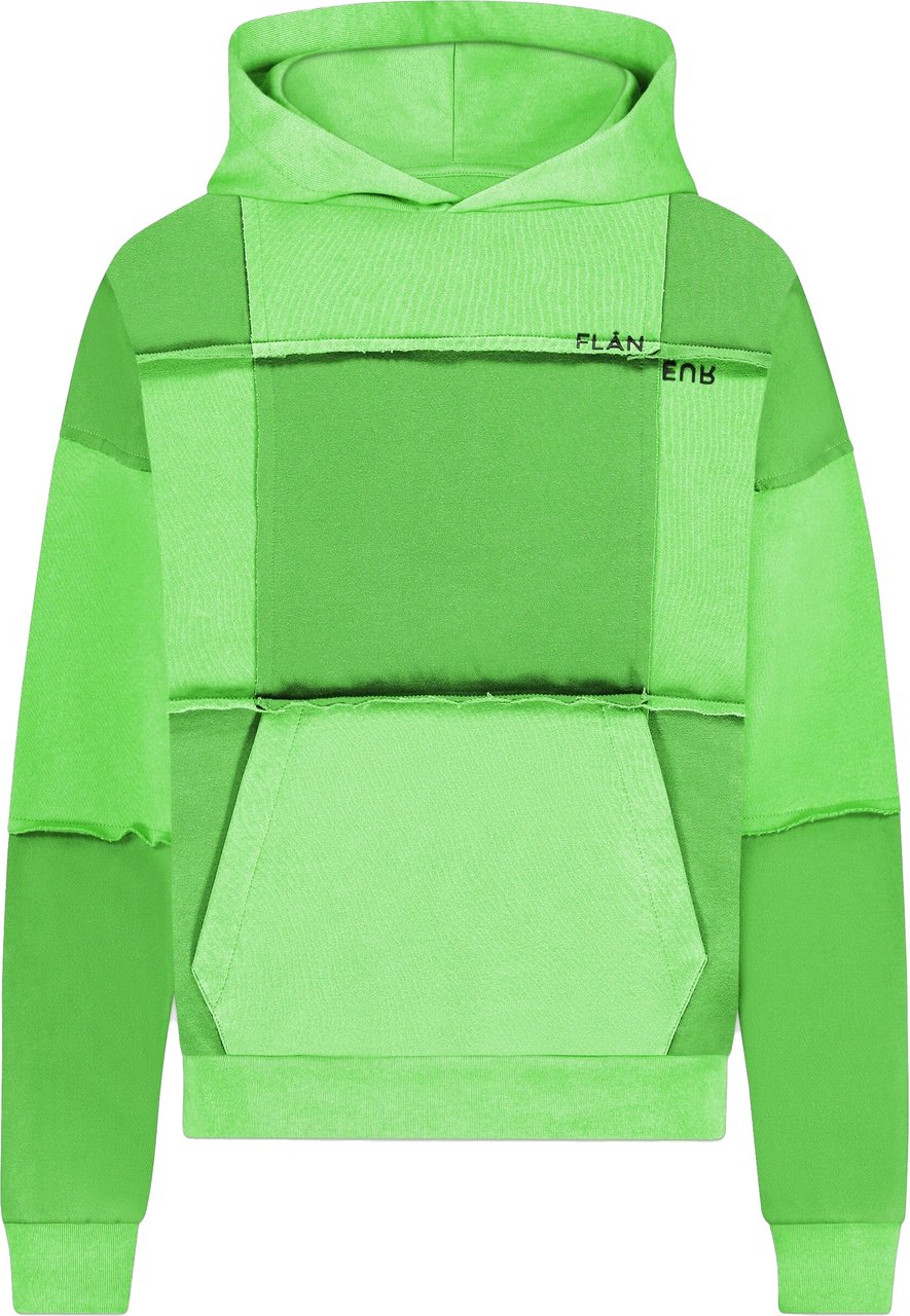 FLÂNEUR Cut & Sew Hoodie | Neon Green Groen