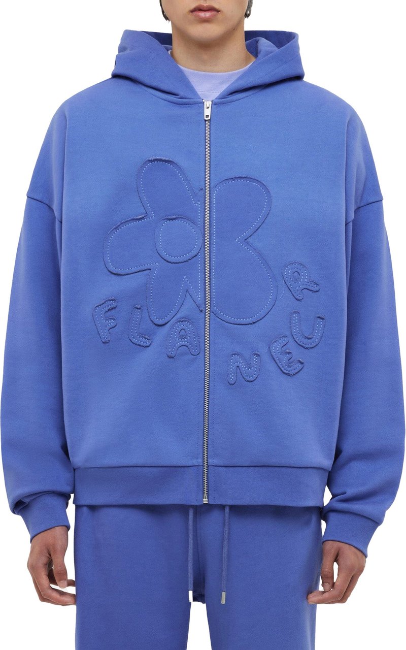 FLÂNEUR Blossom Patches Zip-Up Hoodie | Purple Paars