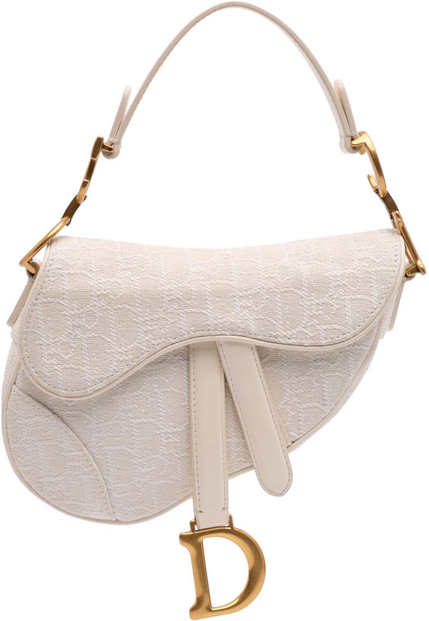 Dior Mini Oblique Canvas Saddle Bag Wit