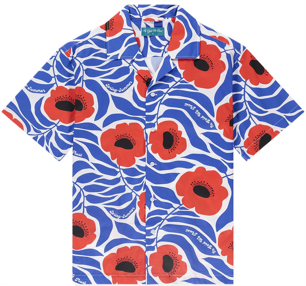 In Gold We Trust The Flower Shirt Blauw