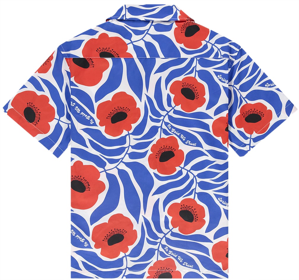 In Gold We Trust The Flower Shirt Blauw