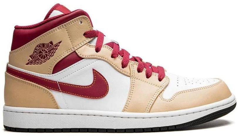 Nike Air Jordan 1 Mid Light Curry Cardinal Wit