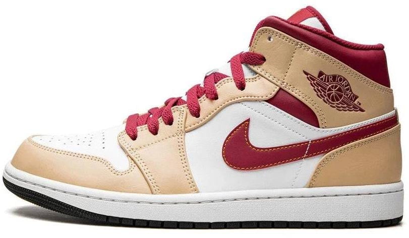 Nike Air Jordan 1 Mid Light Curry Cardinal Wit