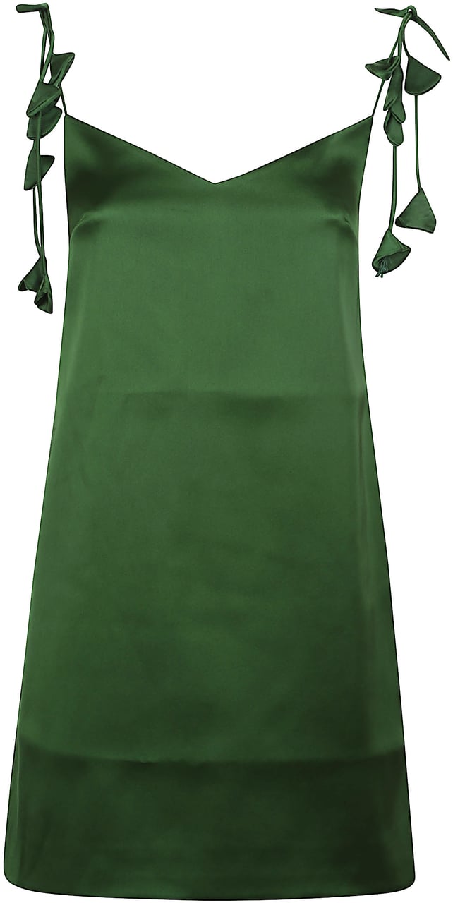 Self-Portrait Satin Flower Mini Dress Verde Groen