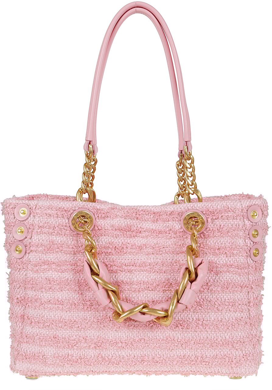 Balmain soft cabas small-raphia tweed eff Roze