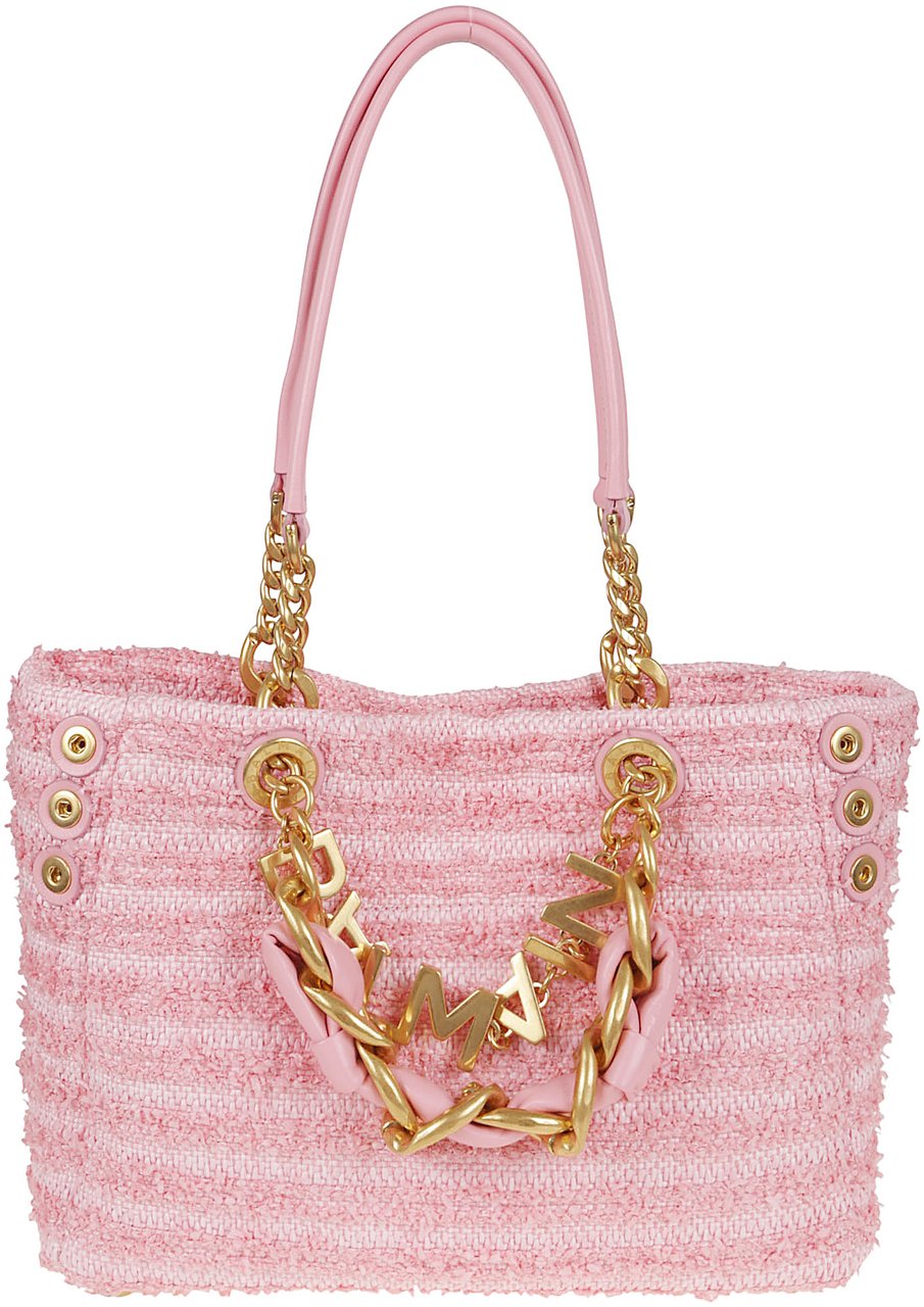 Balmain soft cabas small-raphia tweed eff Roze