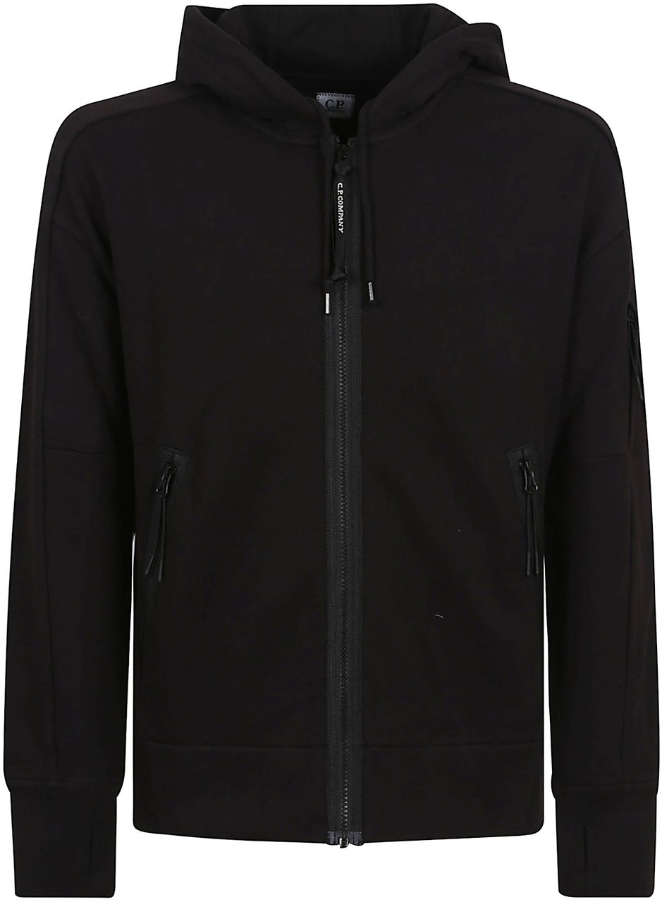 CP Company diagonal raised fleece full zip Zwart