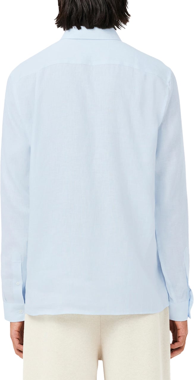 Lacoste shirt light blue linen Blauw