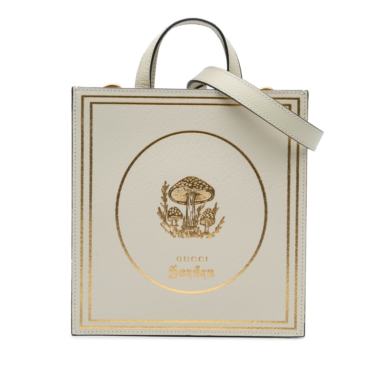 Gucci Garden Calfskin Mushrooms Vertical Shopping Tote Bruin