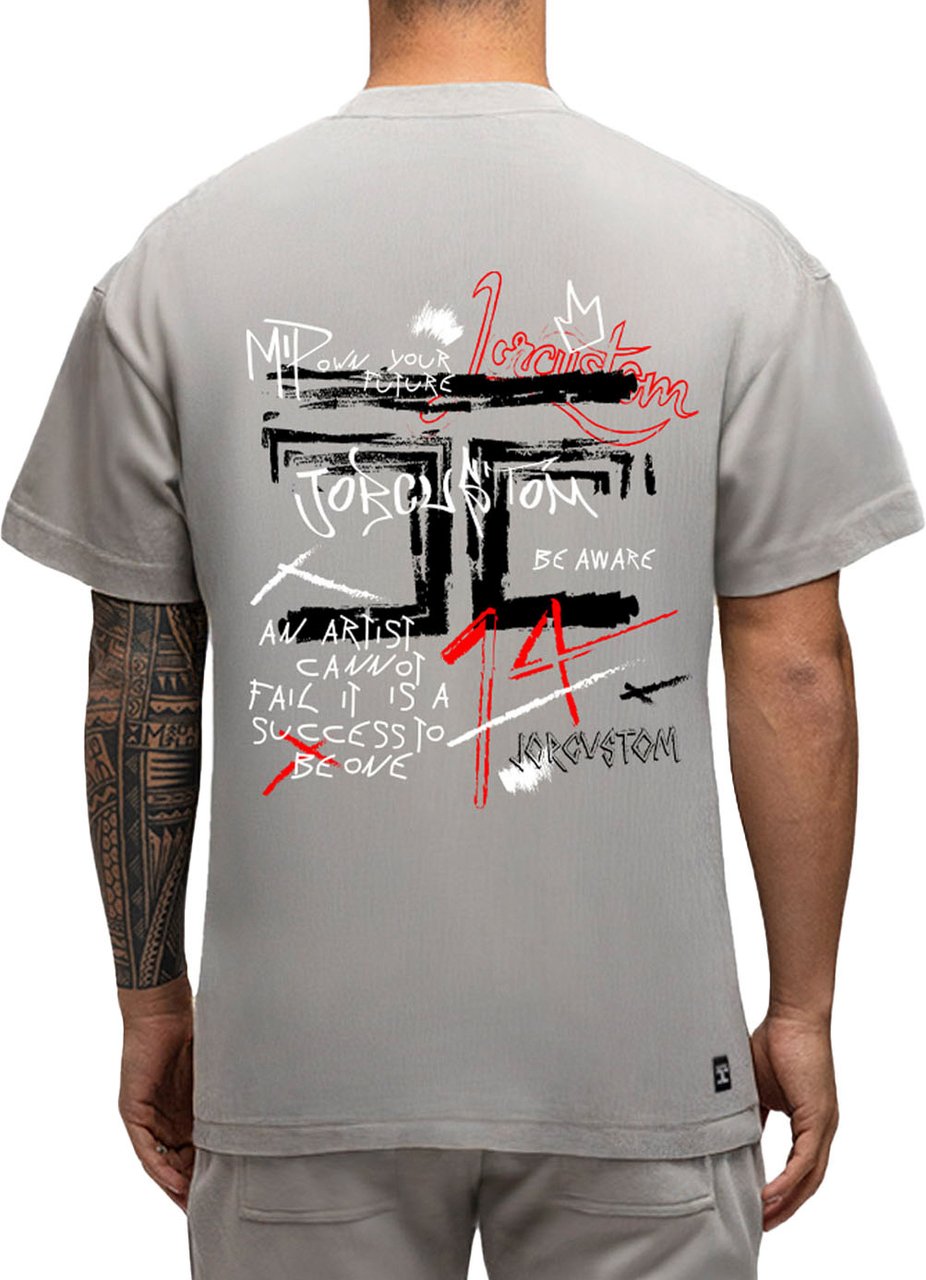 JORCUSTOM Artist SumSet Lf T-Shirt Grey Grijs