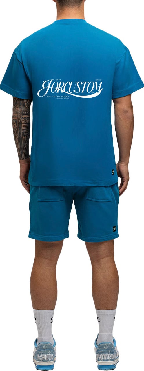 JORCUSTOM Script SumSet Lf T-Shirt Petrol Grijs