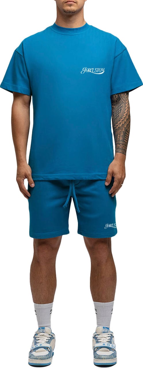 JORCUSTOM Script SumSet Lf T-Shirt Petrol Grijs