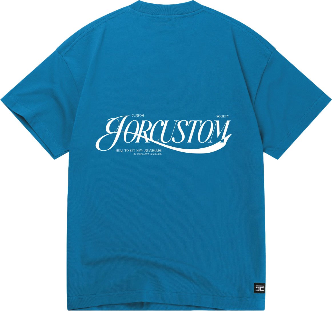 JORCUSTOM Script SumSet Lf T-Shirt Petrol Grijs