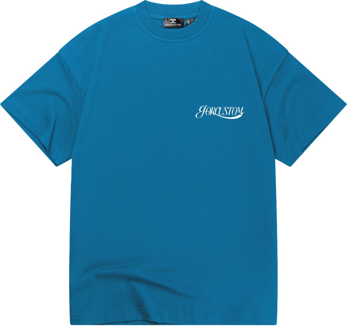 JORCUSTOM Script SumSet Lf T-Shirt Petrol Grijs
