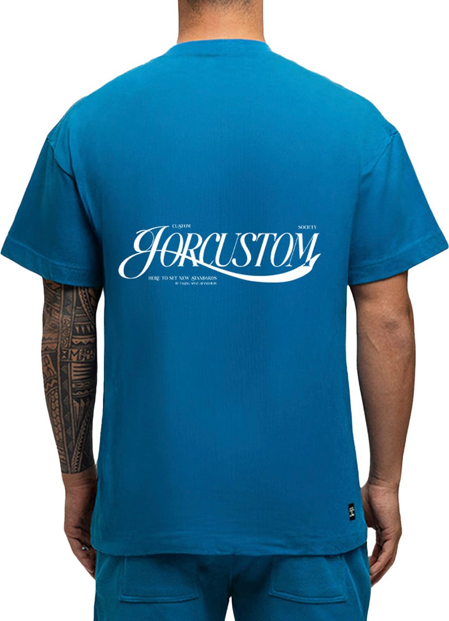 JORCUSTOM Script SumSet Lf T-Shirt Petrol Grijs