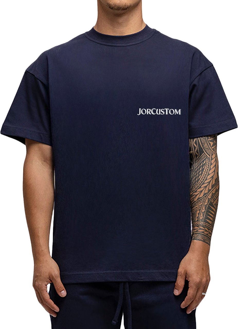 JORCUSTOM Ribbon SumSet Lf T-Shirt Navy Blauw