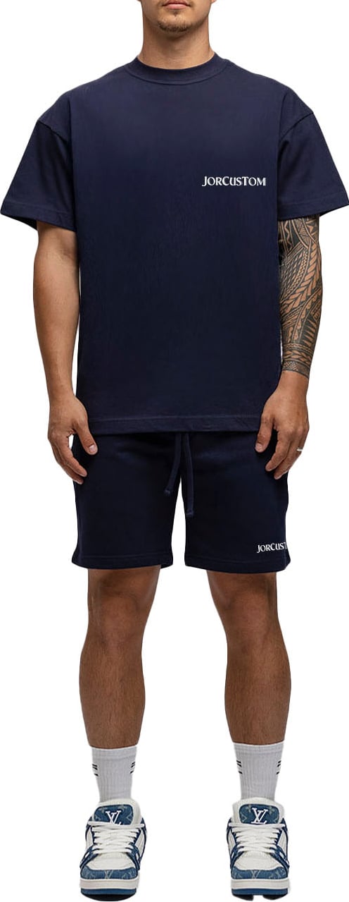JORCUSTOM Ribbon SumSet Lf T-Shirt Navy Blauw