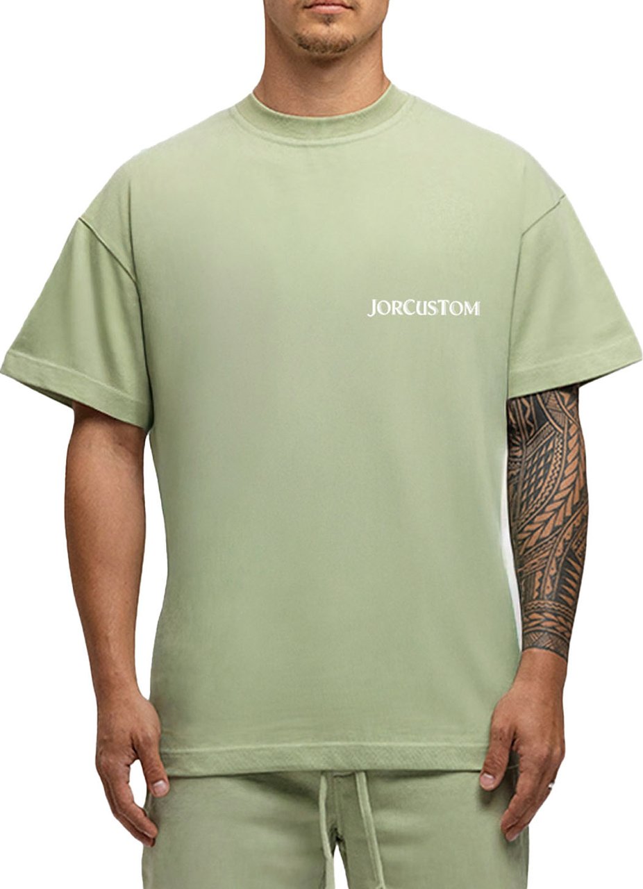 JORCUSTOM Ribbon SumSet Lf T-Shirt SageGreen Blauw