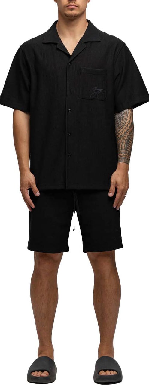 JORCUSTOM Pleated Shirt Black Zwart