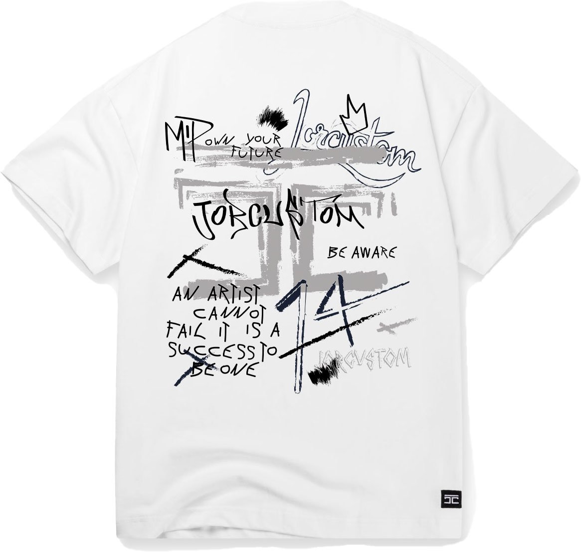 JORCUSTOM Artist SumSet Lf T-Shirt Wh-Navy Blauw