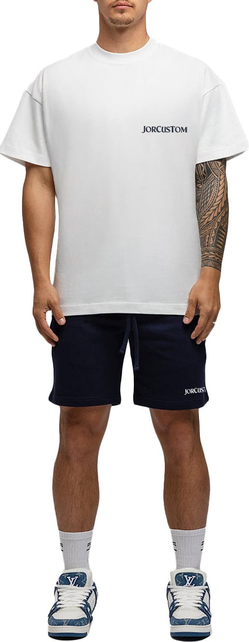 JORCUSTOM Script SumSet Lf T-Shirt Wh-Navy Blauw