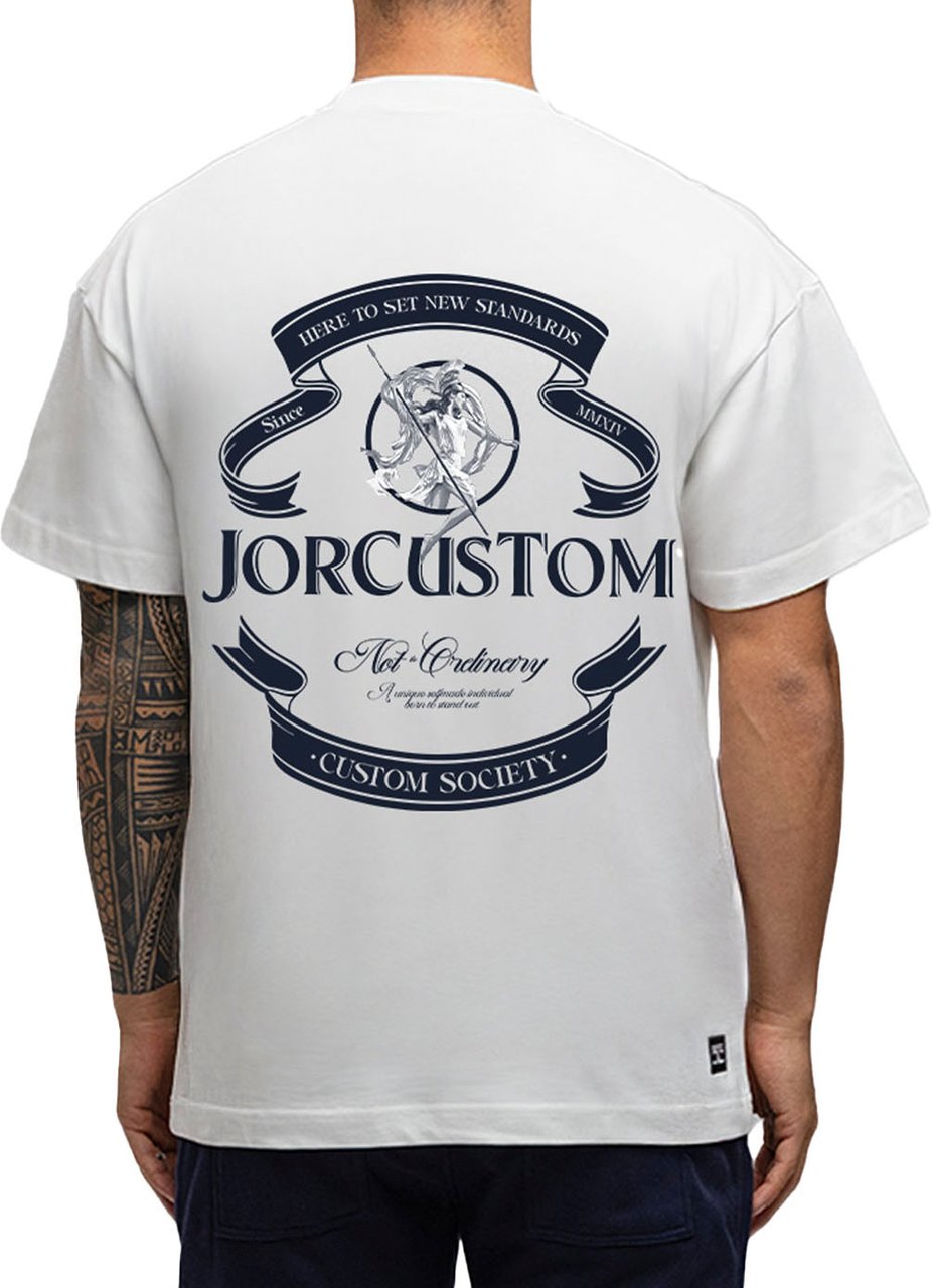 JORCUSTOM Script SumSet Lf T-Shirt Wh-Navy Blauw