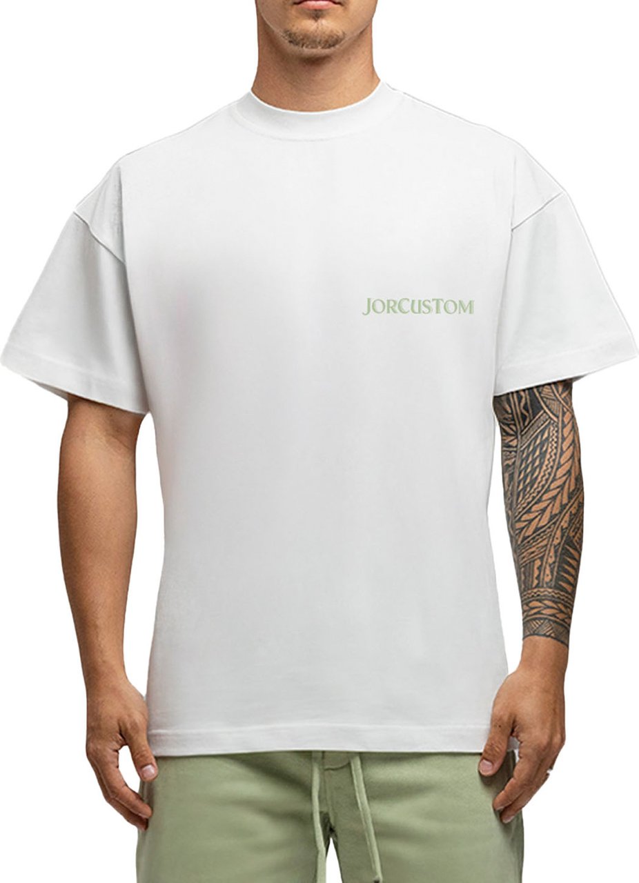 JORCUSTOM Script SumSet Lf T-Shirt Wh-Petrol Grijs
