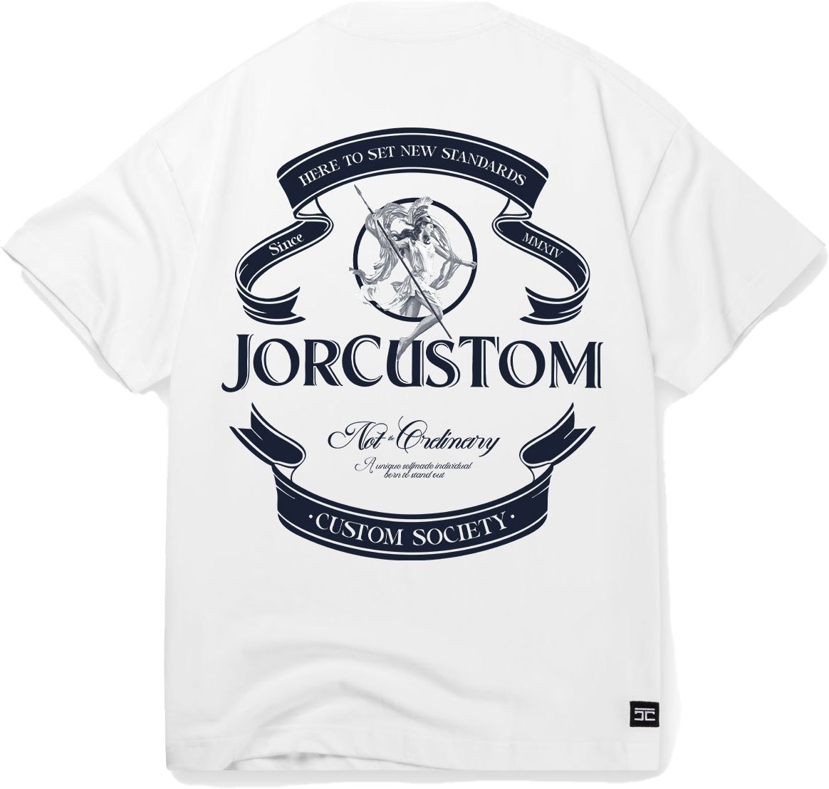 JORCUSTOM Ribbon SumSet Lf T-Shirt Wh-Navy Blauw