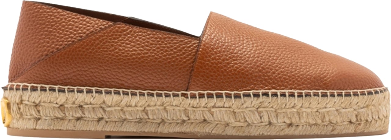 Valentino Garavani Valentino Garavani Logo-Plaque Leather Espadrilles Bruin