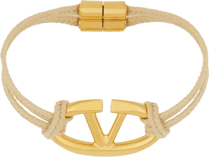 Valentino Garavani Valentino Garavani VLogo Cotton Bracelet Beige