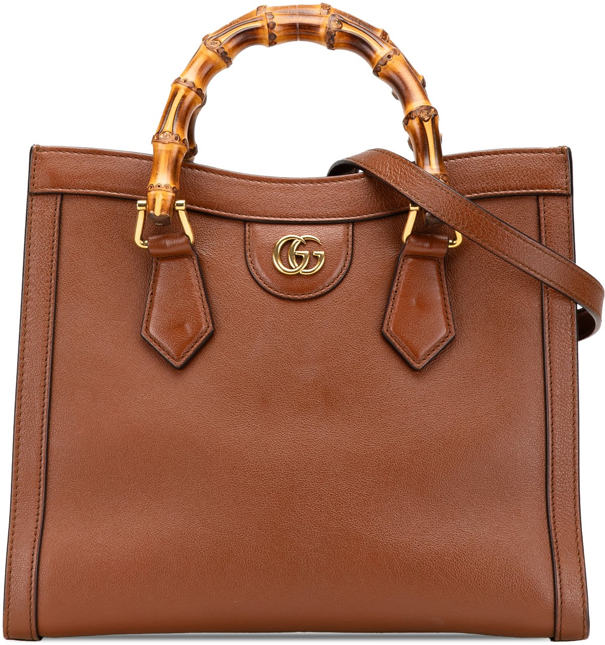 Gucci Small Leather Bamboo Diana Satchel Bruin