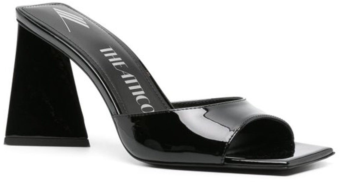 The Attico Mini Devon Patent Leather Mules Zwart