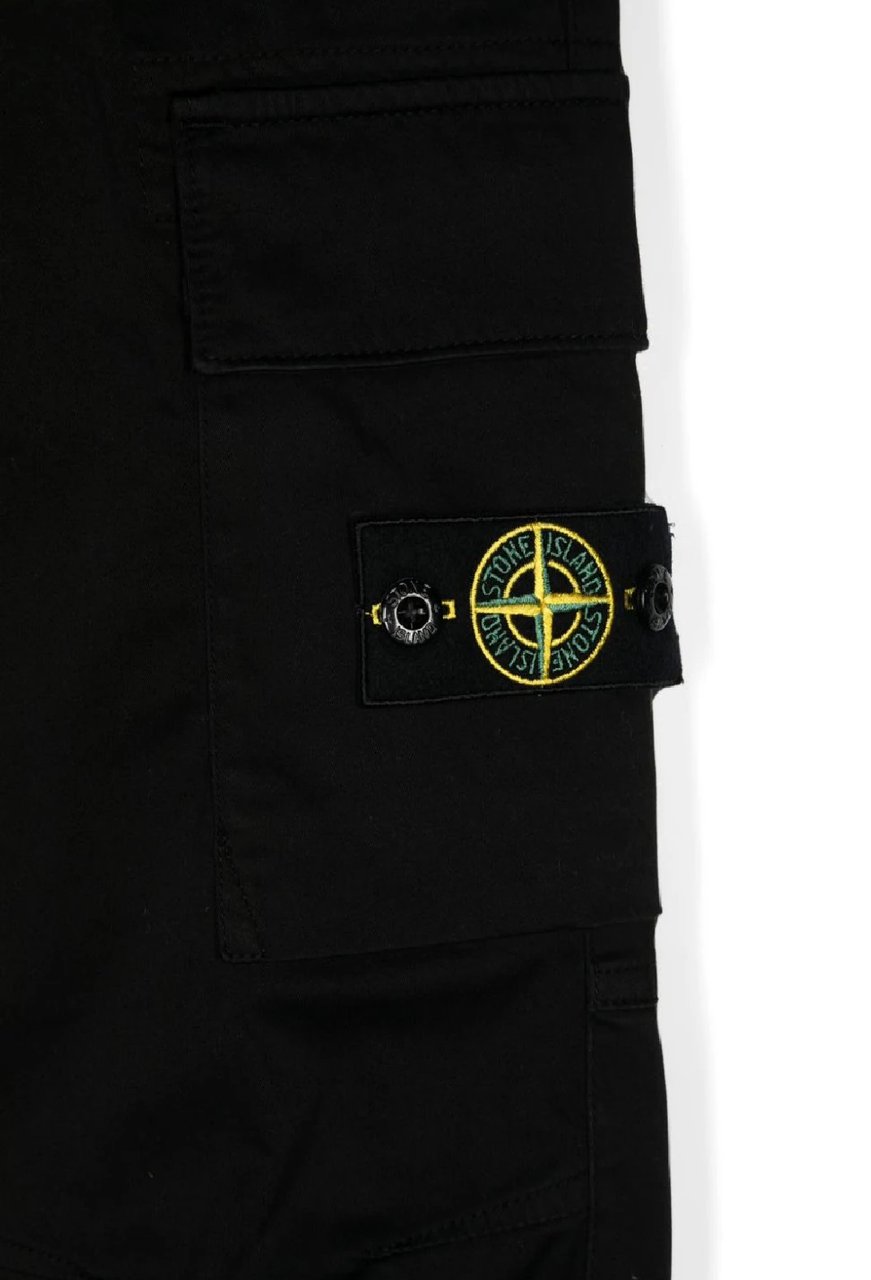 Stone Island Junior Pantalone Regular Tapered Zwart