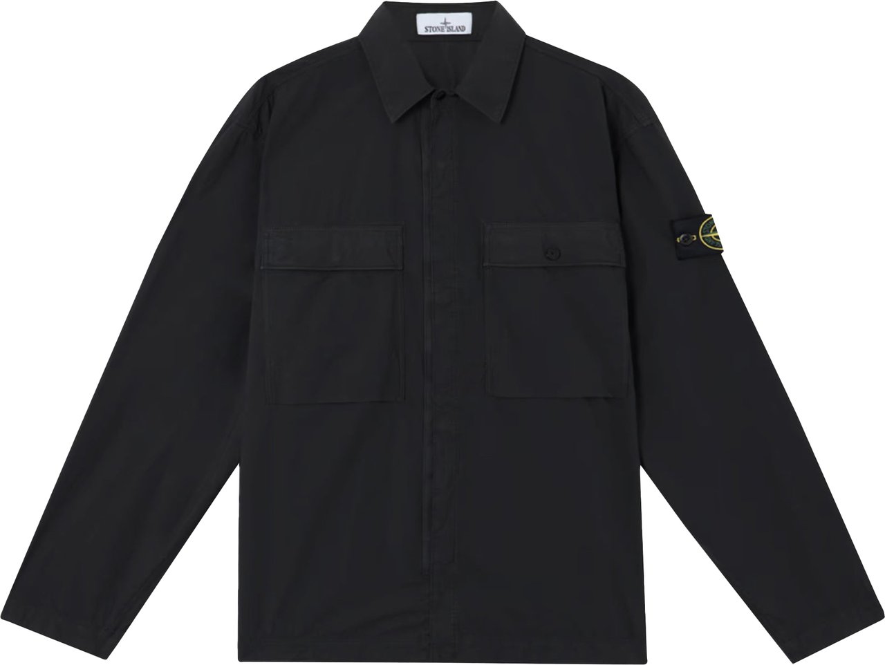 Stone Island Overshirt Stretch Cotton Tela Paracadute Zwart