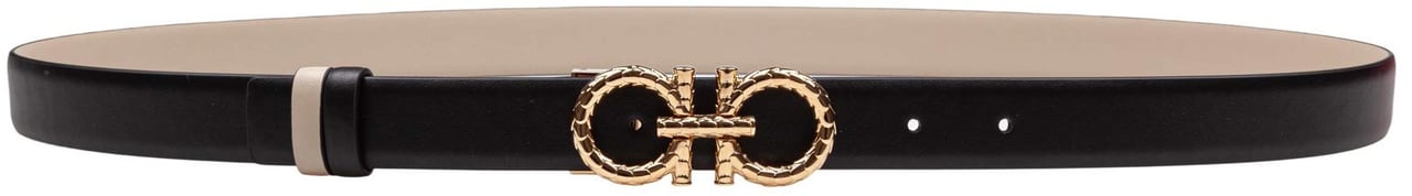 Salvatore Ferragamo Ferragamo reversible and adjustable gancini belt in leather Zwart