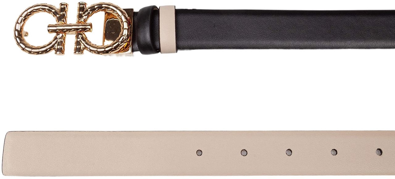 Salvatore Ferragamo Ferragamo reversible and adjustable gancini belt in leather Zwart