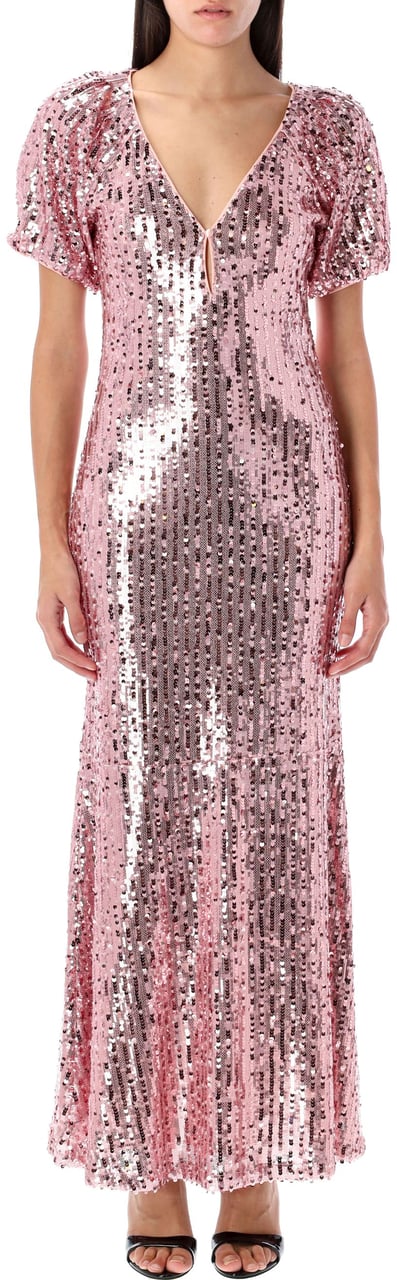 Rotate Sequins midi V-neck dress Zilver