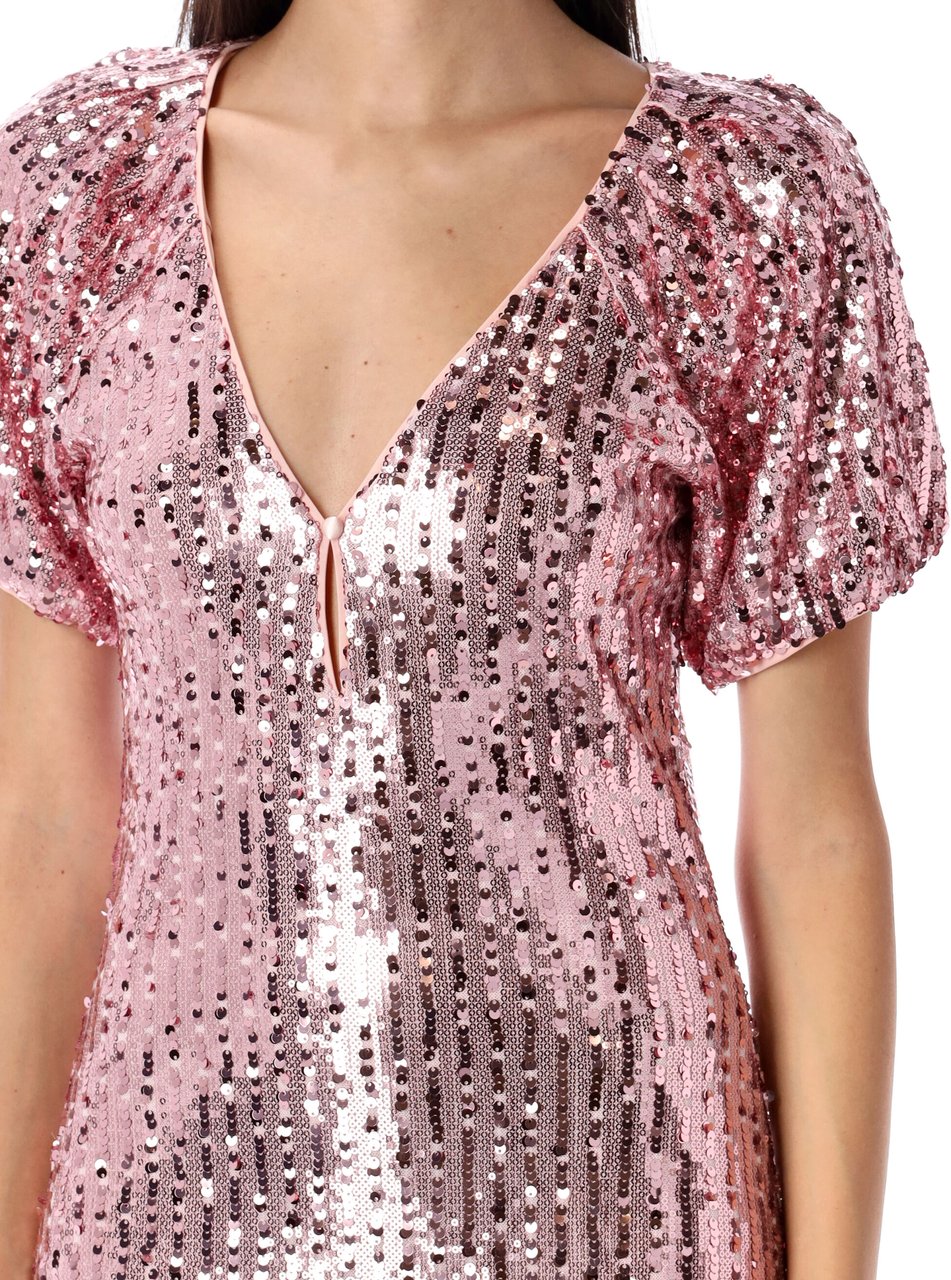 Rotate Sequins midi V-neck dress Zilver