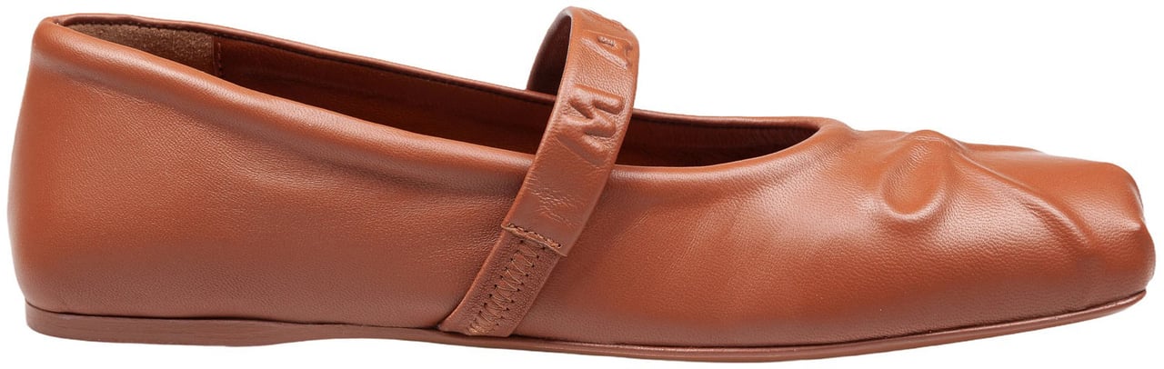 Marni Marni mary jane shoes in leather with embossed bow Bruin