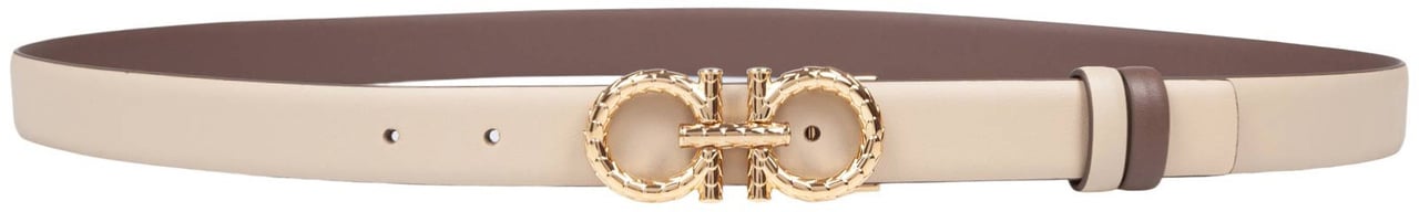 Salvatore Ferragamo Ferragamo reversible and adjustable gancini belt in leather Grijs