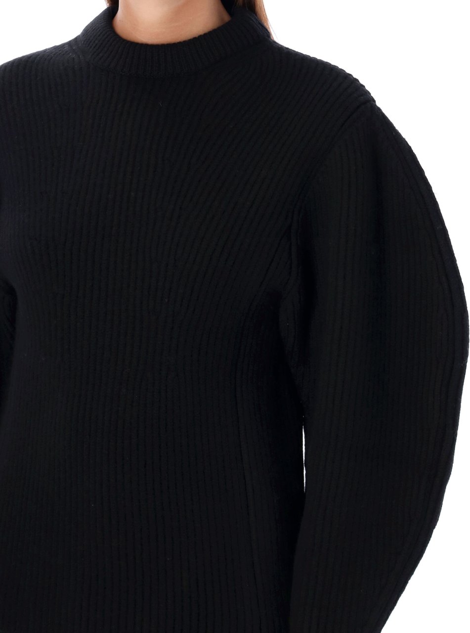 Jil Sander Baloon sleeve fisherman sweater Zwart