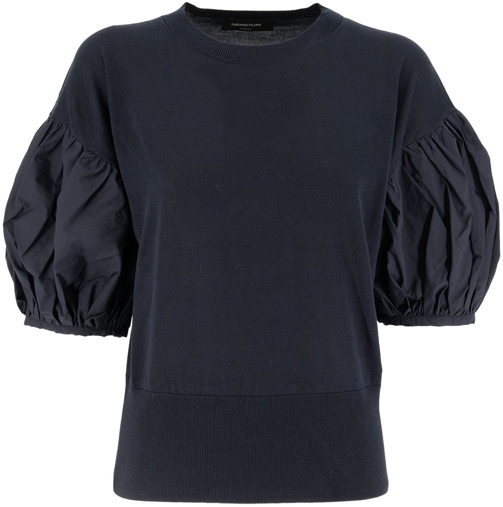 Fabiana Filippi T-shirt with balloon sleeves Blauw