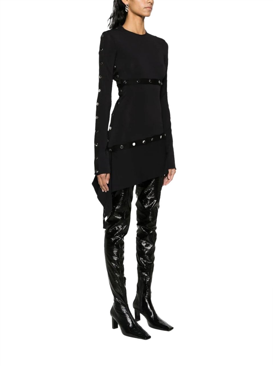 The Attico MINI DRESS JERSEY STRETCH BLACK Zwart