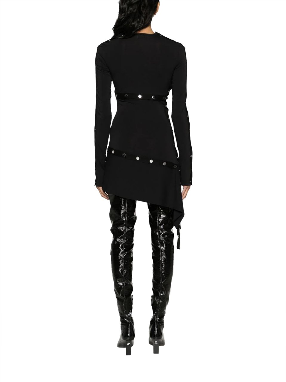 The Attico MINI DRESS JERSEY STRETCH BLACK Zwart