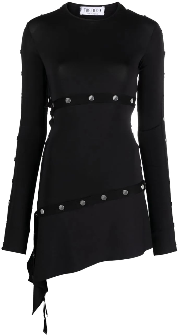 The Attico MINI DRESS JERSEY STRETCH BLACK Zwart
