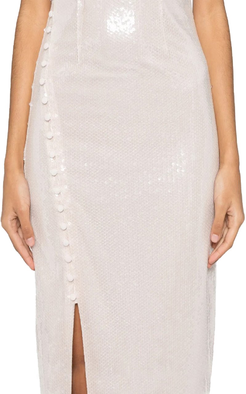 Rotate Sequins Buttoned Dress Beige