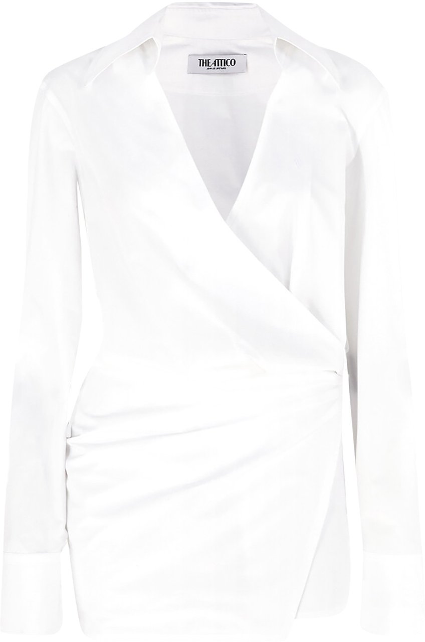The Attico Popeline Shirt Mini Dress Bianco Wit